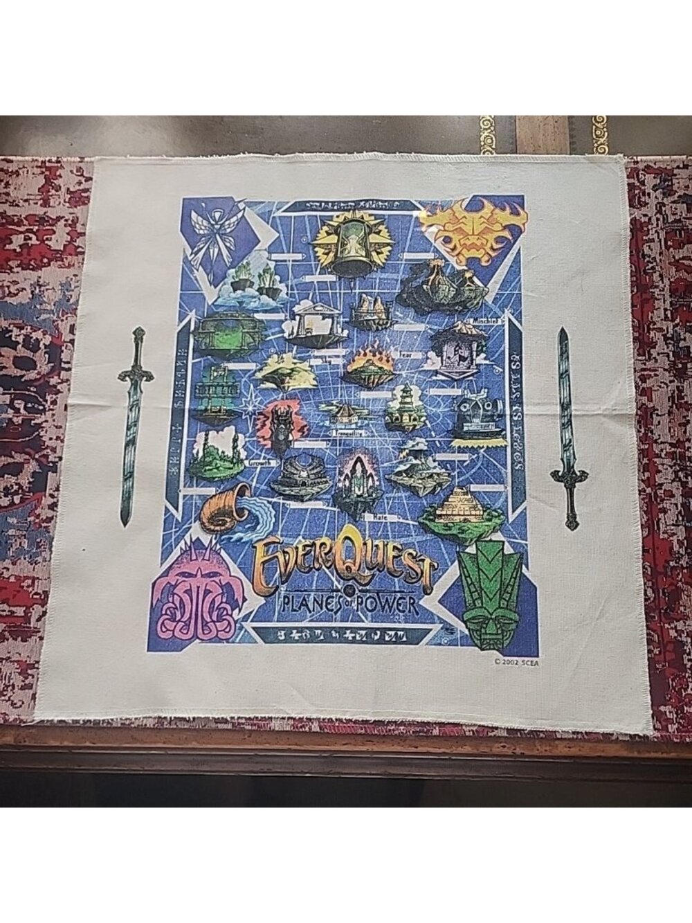 2002 EverQuest Planes Of Power Foldout Cloth  Poster Map  14" x 14" Excellent